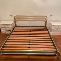 Letto matrimoniale in ottone con doghe