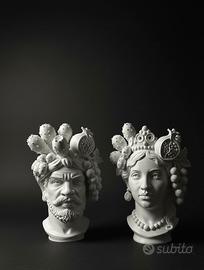 Coppia teste di moro lui e lei melograno