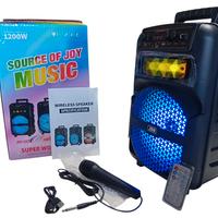 Cassa bluetooth portatile karaoke 1200 watt pmpo 