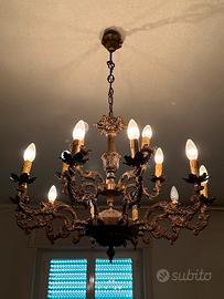 Lampadario barocco vintage bronzo artistico 15 lux
