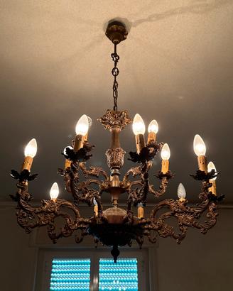 Lampadario barocco vintage bronzo artistico 15 lux