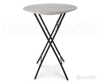 Tavolo Catering Alto Rotondo In Metallo E Abs Bian