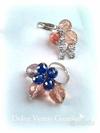 2 anelli in cristallo di Murano e una pietra di ro