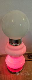Lampada Vintage anni 70-80 in vetro opalino e meta
