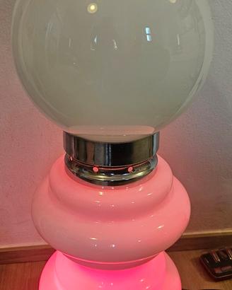 Lampada Vintage anni 70-80 in vetro opalino e meta