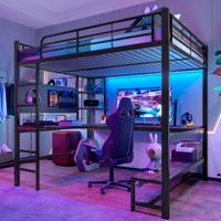 Letto soppalco 140x200 cm, telaio in ferro, GAMING