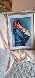 quadro madonnina con bambino a punto croce