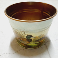 Vaso secchio in metallo decoupage countryside