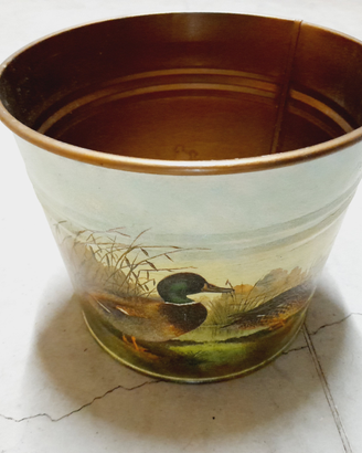 Vaso secchio in metallo decoupage countryside