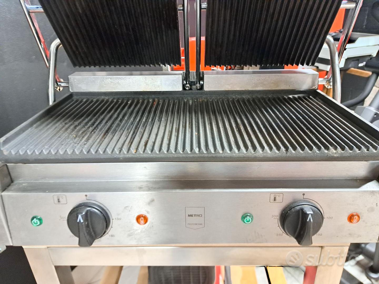 Piastra per panini, toast e bistecchiera elettrica doppia - 3600 W - Rigata