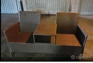 panchina giardino balcone  rattan marrone