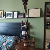 Lampadario antico in legno intagliato inizio 900