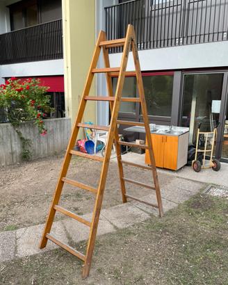 Scala a libro in legno doppia salita 3metri 9scale