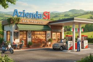 Bar tabacchi su distributore vicino autostrada