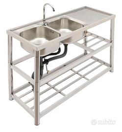 Lavandino da cucina a 2 vasche+ripiani