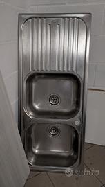 Lavandino, lavello cucina doppio in acciaio inox