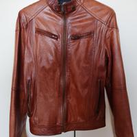 Giacca giubbotto in pelle tabacco