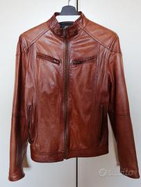 Giacca giubbotto in pelle tabacco