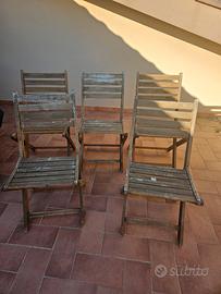 5 sedie in legno 