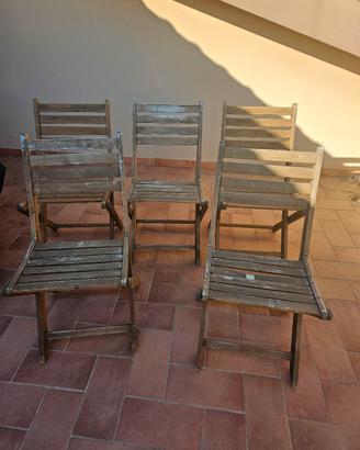 5 sedie in legno 
