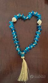 Collana Vintage anni 70 in vetro artistico blu