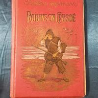 Robinson Crusoe libro antico illustrato copertina 