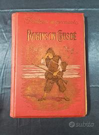 Robinson Crusoe libro antico illustrato copertina 