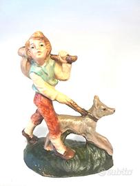 Presepe 10 cm pastore ragazzo con cane CARTAPESTA