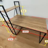 Scrivania  Stile Industrial con Libreria Integrata