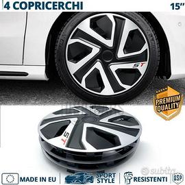 4 Copricerchi per SEAT 15 Pollici Silver e Nere ST
