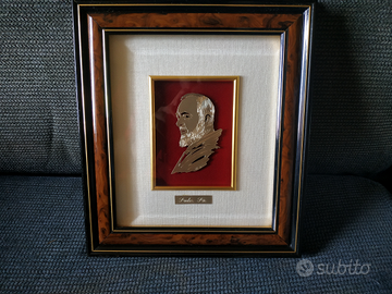 Quadro effige Padre Pio in Oro/Argento