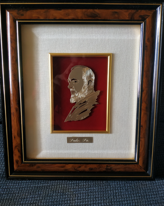 Quadro effige Padre Pio in Oro/Argento