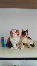 Lotto di 2 gatti in ceramica vintage anni 70