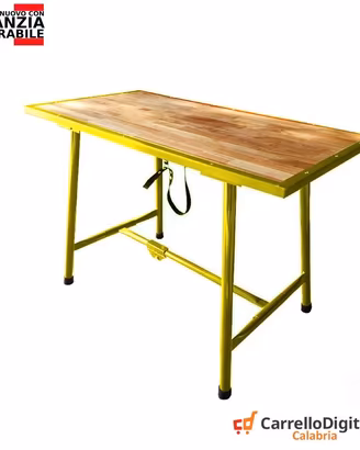 Tavolo lavoro pieghevole legno e acciaioGiallo