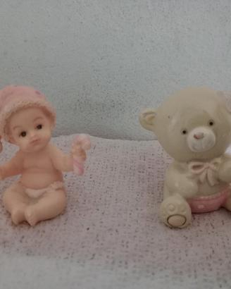 Neonata in resina & Orsetto in Ceramica 
