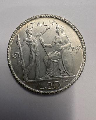 20 lire argento 1928 replica