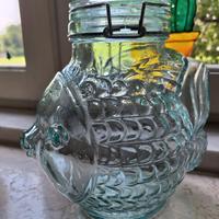Vaso contenitore Sve  mod.A twist green glass fish