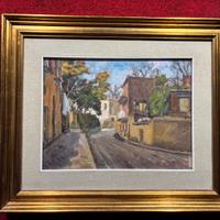 Dipinto paesaggio urbano centro storico dipinto