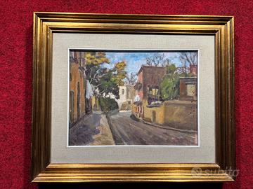 Dipinto paesaggio urbano centro storico dipinto