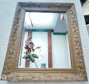 Specchiera lavorata e dipinta, art nouveau