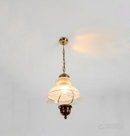 Lampadario Vintage Vetro Satinato Ottone E27