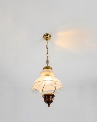 Lampadario Vintage Vetro Satinato Ottone E27