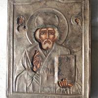 SAN NICOLA TAUMATURGO ICONA ARGENTO 84 ANTICO /114