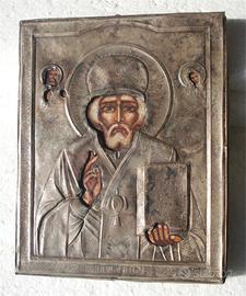 SAN NICOLA TAUMATURGO ICONA ARGENTO 84 ANTICO /114