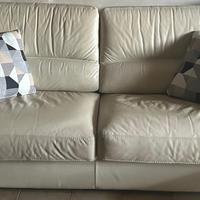 Divano letto matrimoniale in vera pelle bianca