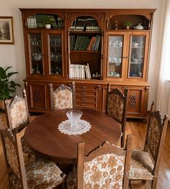 sala da pranzo completa in legno, vintage