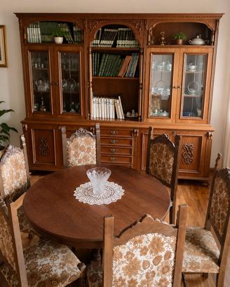 sala da pranzo completa in legno, vintage