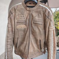 giacca moto in pelle marrone