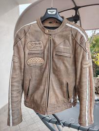 giacca moto in pelle marrone