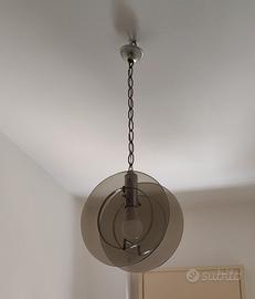 Lampadario Vintage Space Age Anni 70 Vetro Fumè